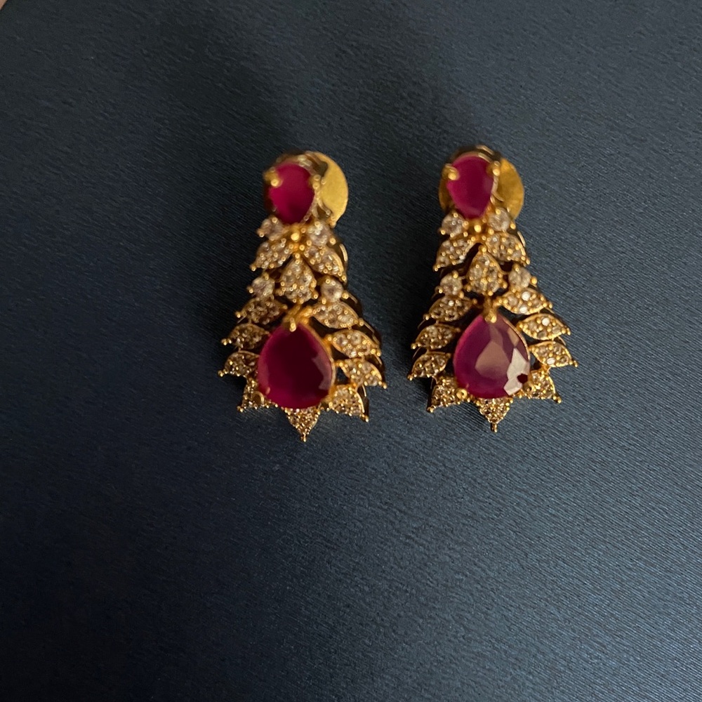Gold-Tone Pink Teardrop Drop Earrings
